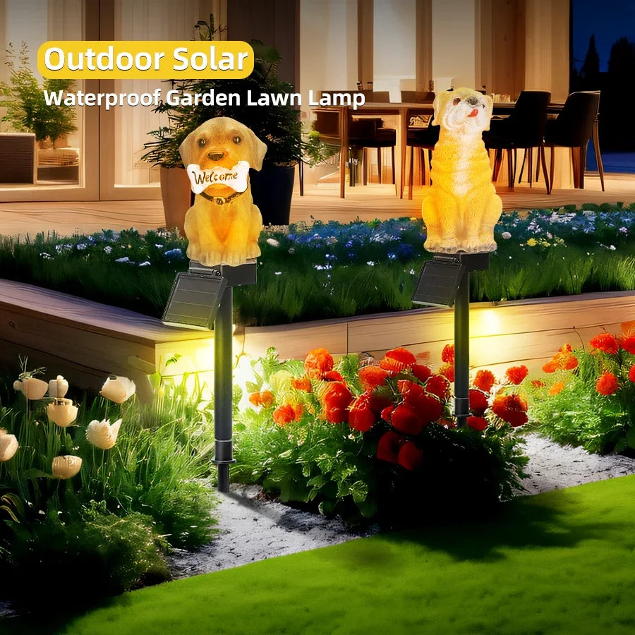 Solar Powered Resin Dog Bird Owl Lawn Lamp Solar Led Light Outdoor Garden Decoration Lamp Waterproof Solar Lights Oasis Select