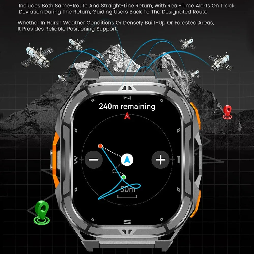GPS Smart Watch 1.96" AMOLED Bluetooth Call 5ATM Compass