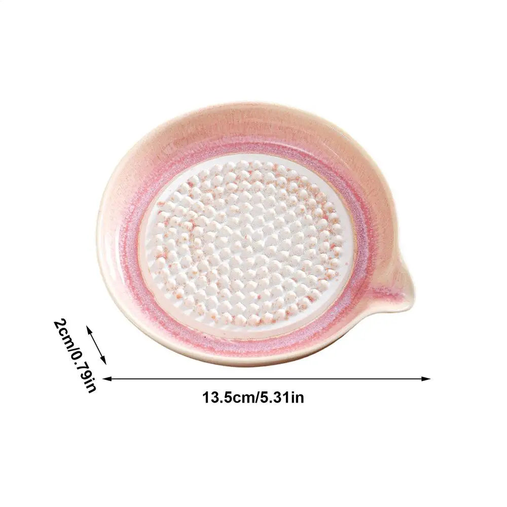 Grating Plate Ceramic Handmade Kitchen Tool Multifunctional Garlic Grater Dish for Home Kitchen Chocolate Onion Lemon Fruits Oasis Select Pink