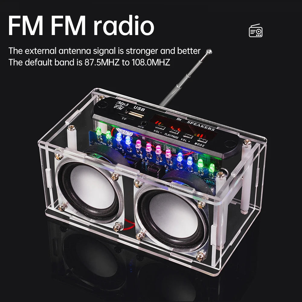 DIY Bluetooth Speaker Kit with FM Radio 87.5-108MHZ DIY Soldering Project Practice Electronic Kit Solder Assembly U Disk TF Oasis Select