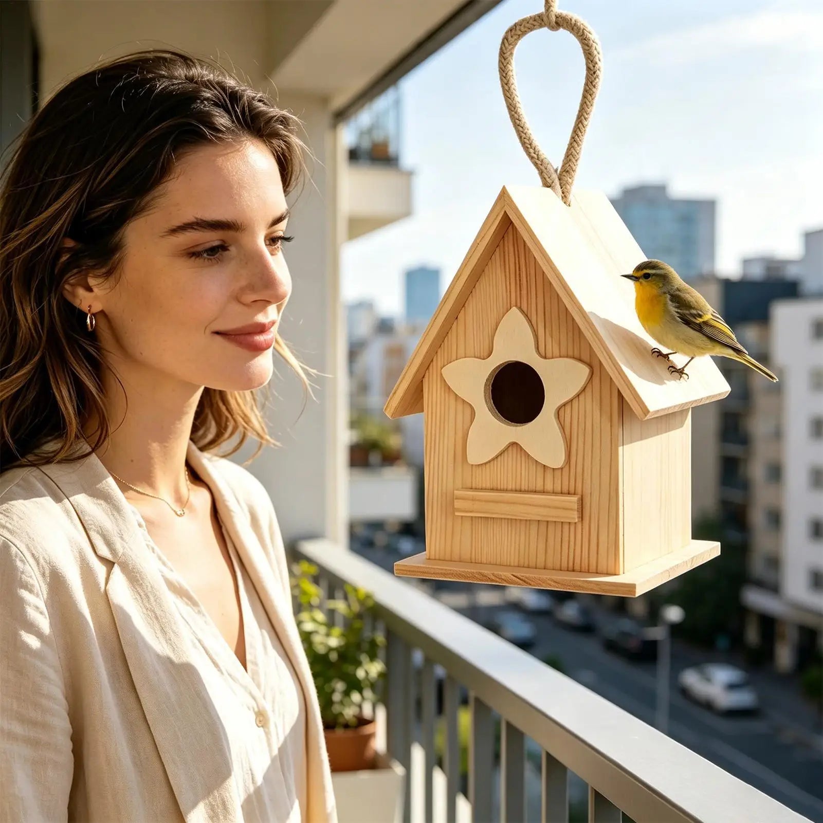 Bird House Weatherproof Wooden Birdhouse Bird Nesting Shelter for Macaws Sparrow Parakeet Lovebird Conures Cockatiels Finches Oasis Select