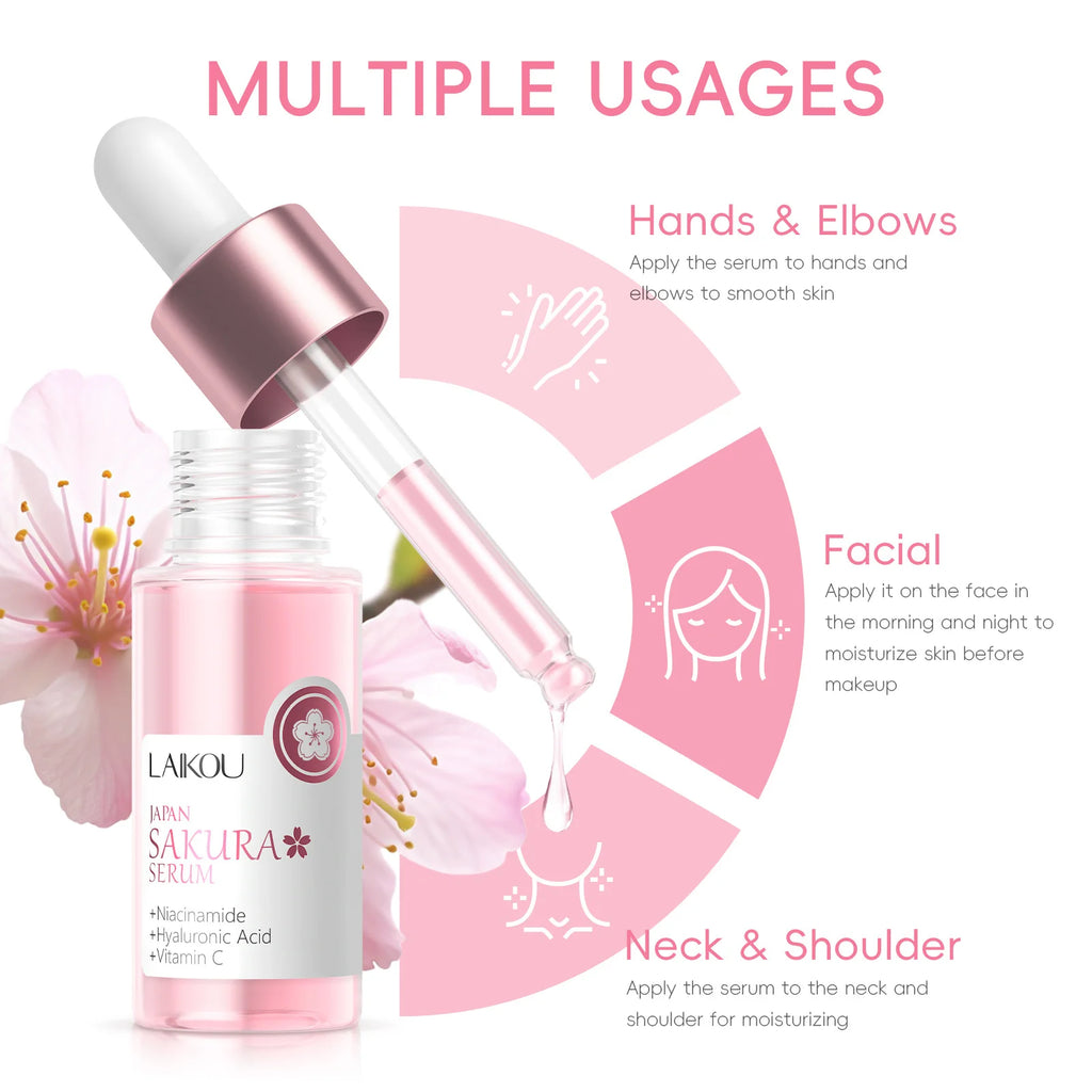 LAIKOU Sakura Face Serum – Brighten, Hydrate & Shrink Pores Brightening Face Serum Oasis Select