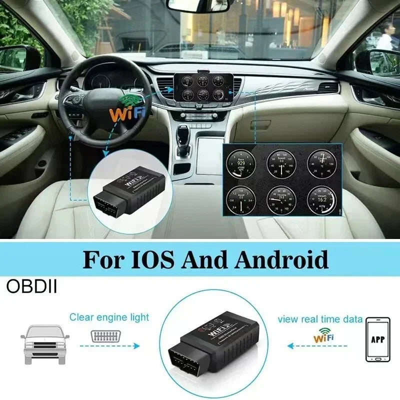 Diagnostic Tool WIFI ELM327 V1.5 OBD2 Scanner Wireless Car OBDII Code Reader Compatible with iPhone iOS Android Oasis Select