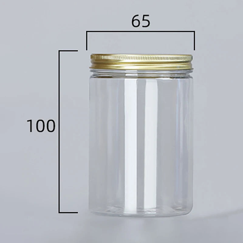 15 Sizes Clear Plastic Jar With Pink Aluminum Lids Empty Face Cream Cosmetic Container Gold Travel Refillable Bottles Box Oasis Select 100x65mm
