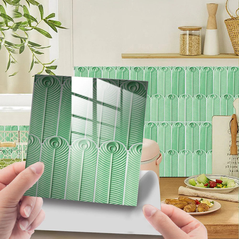 Covered with crystal film peacock feather pattern renovation home mural tile wall sticker Oasis Select DJ061 10x10cm-10pcs
