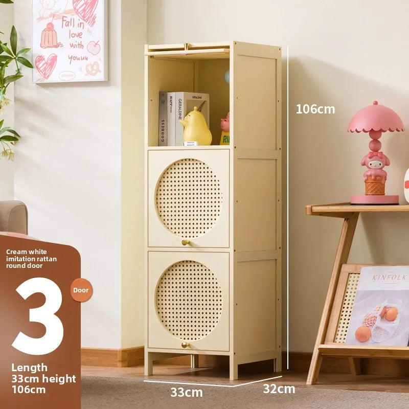 Bookshelf Shelf Floor-to-ceiling bookcase Locker integrated with wall storage Household wood with door Dust-proof display Oasis Select Milk White 3-33