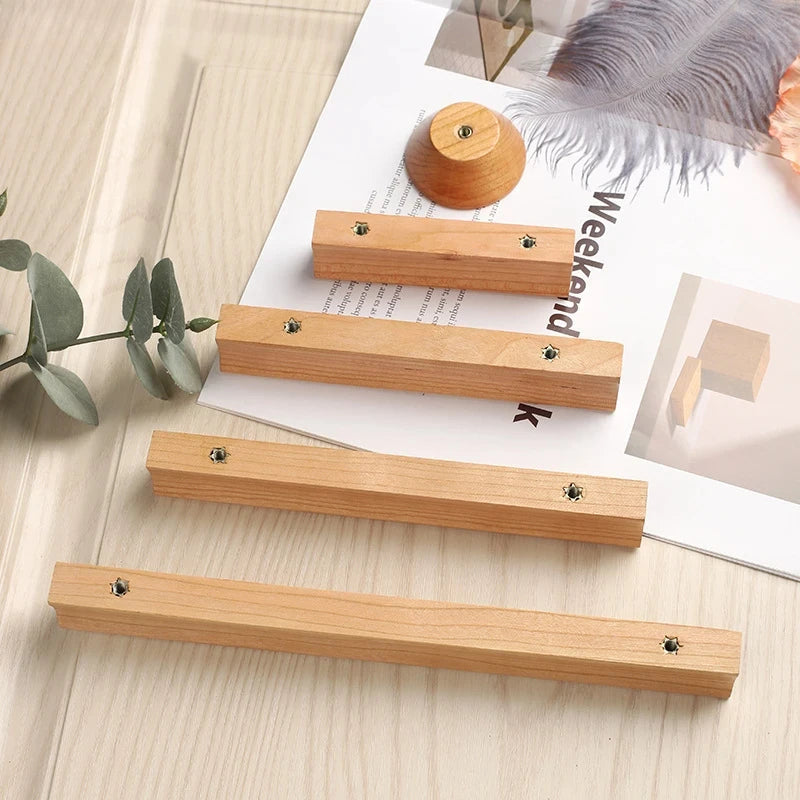 Natural Wooden Cabinet Handle Rubberwood Rural Drawer Knobs and Handles Wardrobe Pull Door Hardaware Oasis Select