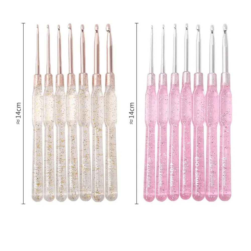 7PCS Aluminum Crochet Hooks Set 2.0-5.0mm Hand-made DIY Knitting Tools Single-headed Colorful Clear Handles Knitting Crochet Oasis Select