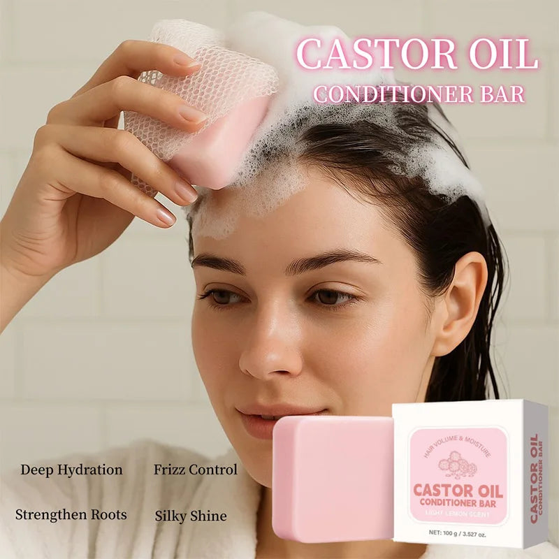 Castor Oil Conditioner Soap Bar,Moisturizing Nourishing Solid Shampoo,Strengthen Hair Roots Care,For Dry Frizzy Damaged Hair Oasis Select