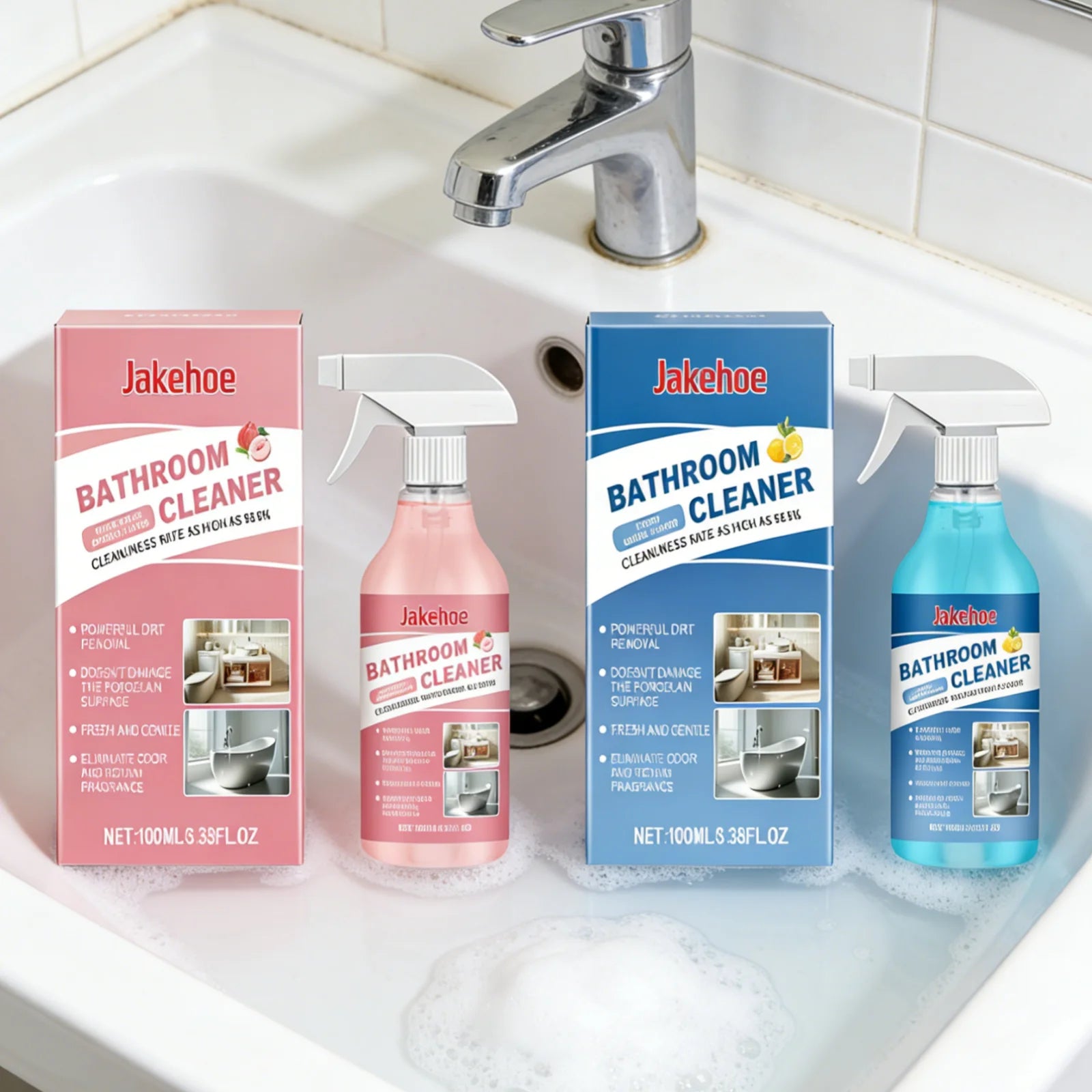 Jakehoe Bathroom Cleaner Spray Powerful Dirt Removal Rich Foam Cleaner Eliminate Odor Mild Formula Bathroom Stain Remover 100ml Oasis Select