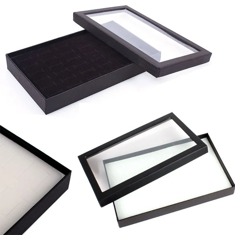 Luxury Earrings Jewelry Display Holder Organizer Practical Show Case Transparent Window PVC 36 Slots Ring Box Tray Storage Case Oasis Select