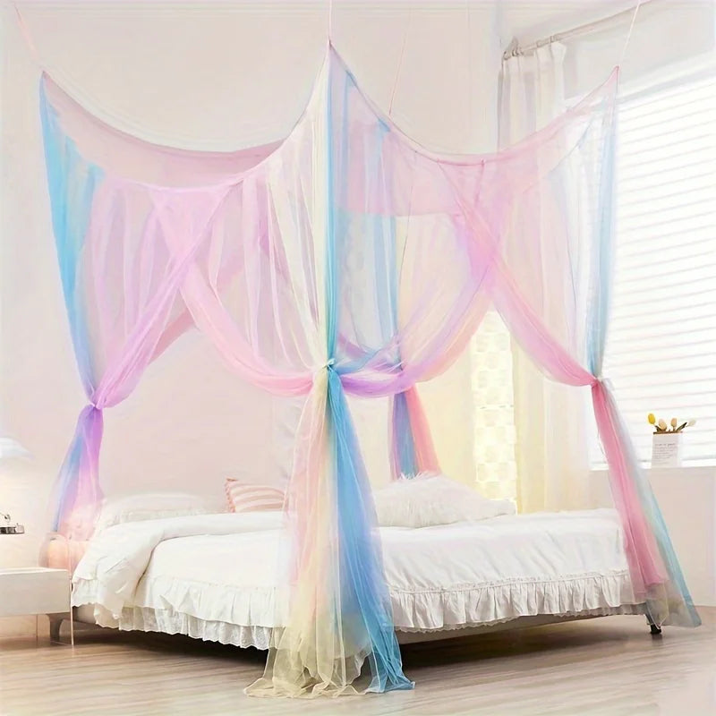 Elegant Rainbow Mosquito Net - Large Bed Canopy with Drawstring Closure, Perfect for Outdoor & Indoor Use Oasis Select