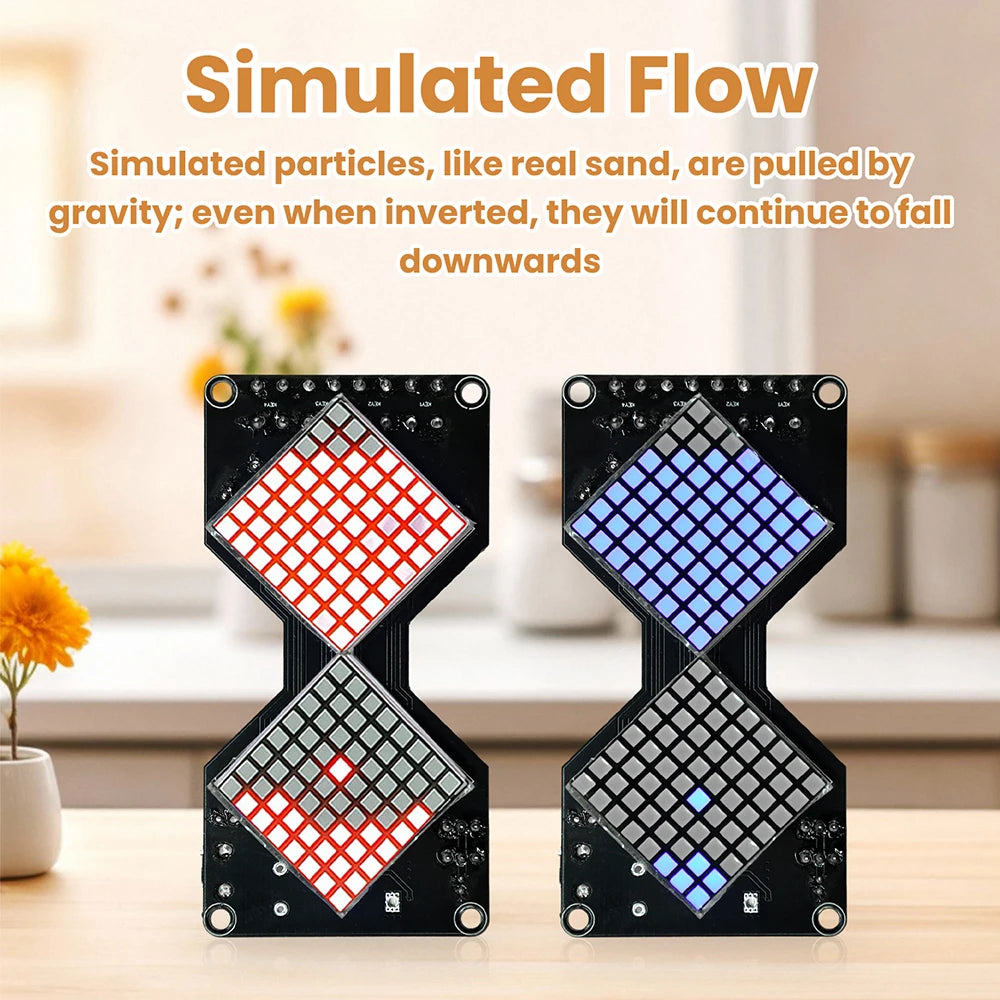 DC 5V LED Dot Matrix Electronic Hourglass DIY Kit Gravity-Sensing Timer Soldering Practice Components Micro USB Interface Oasis Select