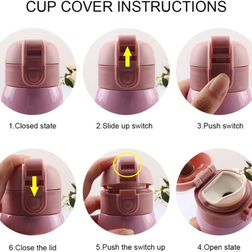 Wholesale 200ML Flip Top Thermal Mug Stainless Steel One Touch Kids Thermos Bottle Flask With Button Lid Oasis Select