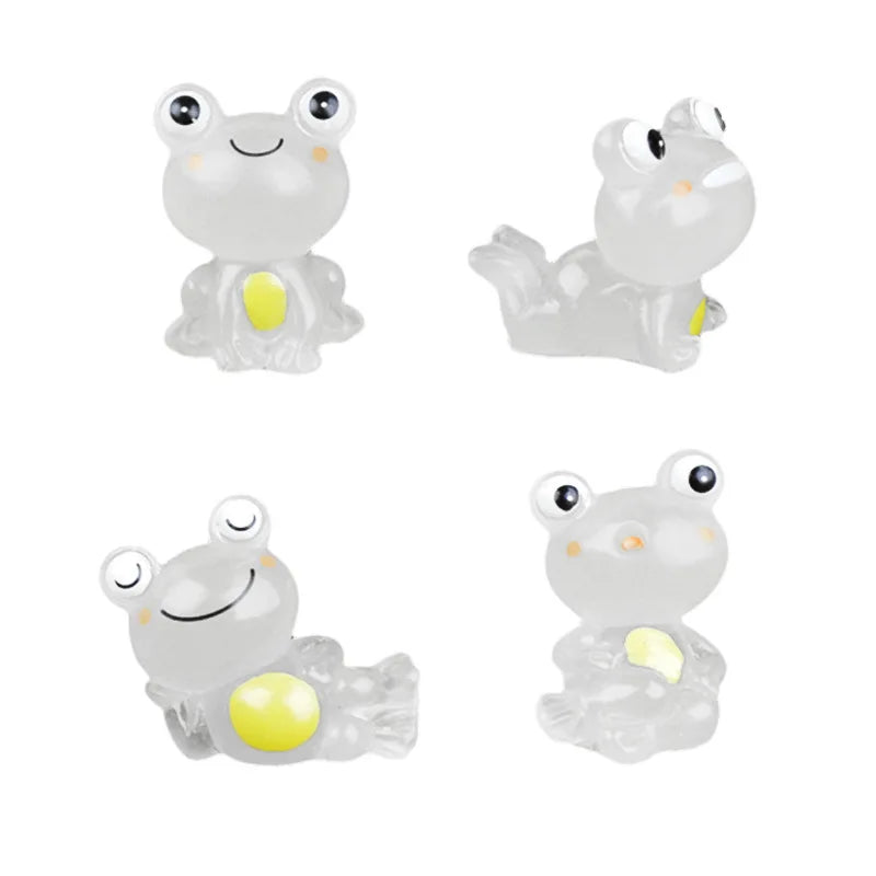 1Pc Mini Fluorescent Little Frog Ornament Miniature Figures Tiny Frog Resin Handicraft Micro Dollhouse Decoration Oasis Select
