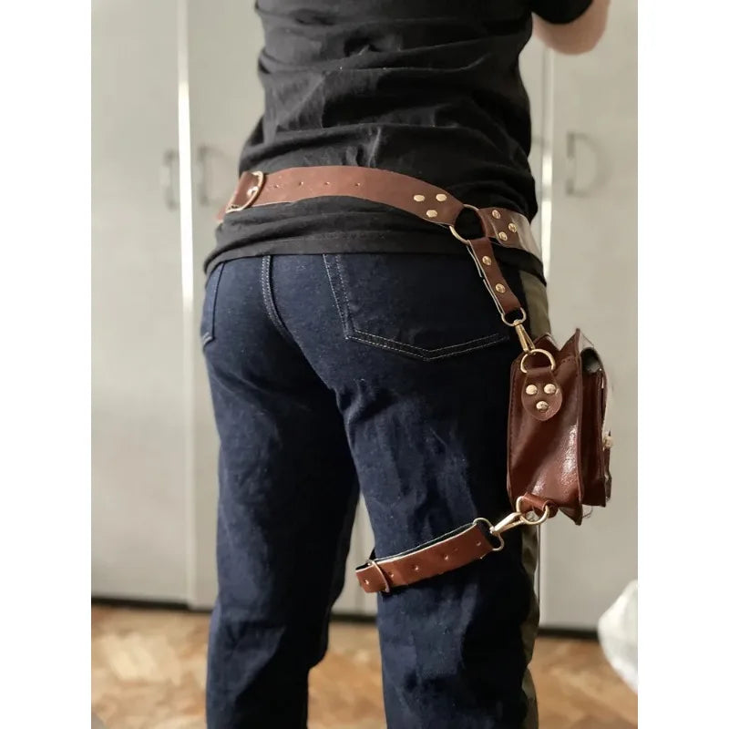 Retro Punk Retro PU Waist Bag Hip Packs for Women Crossbody Cross Multi-function Outdoor Leg Phone Pouch Fanny Pack Belt Bag Oasis Select
