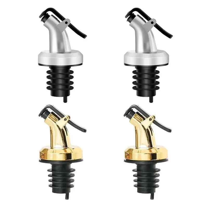 1-4Pcs Olive Oil Spouts Oil Vinegar Bottle Stopper Spout Leakproof Nozzle Dispenser Creative Leakproof Silicone Bottle Stopper Oasis Select 4Pcs Gold Silver