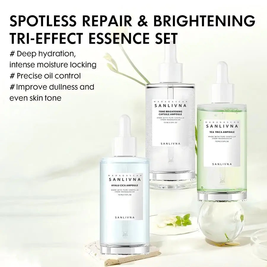Brighten skin tand revitalizing serum capsules, tea tree facial serum, and moisturizing skincare products improve skin problems. Oasis Select