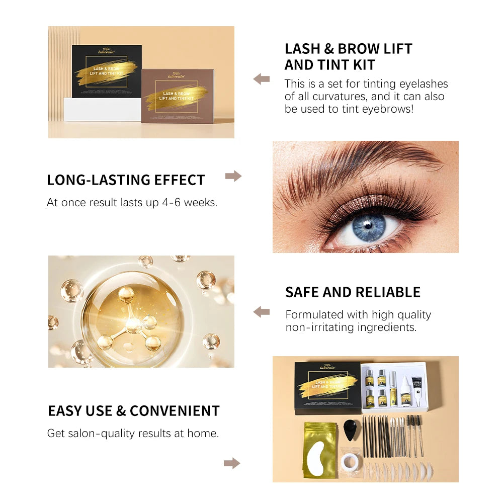 Lash Lift and Black Color Tint Kit Brow Lamination Kit Eyelash Perm Long Lasting Beauty Salon Home Easy to Use Eyes Makeup Tools Oasis Select