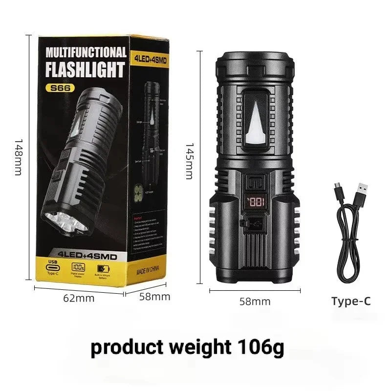 High Strong Power Led Flashlights Tactical Flash Light Torch Ultra Bright Lamp USB Charging Camping Fishing Defensa Zoom Lantern Oasis Select S66 1PC
