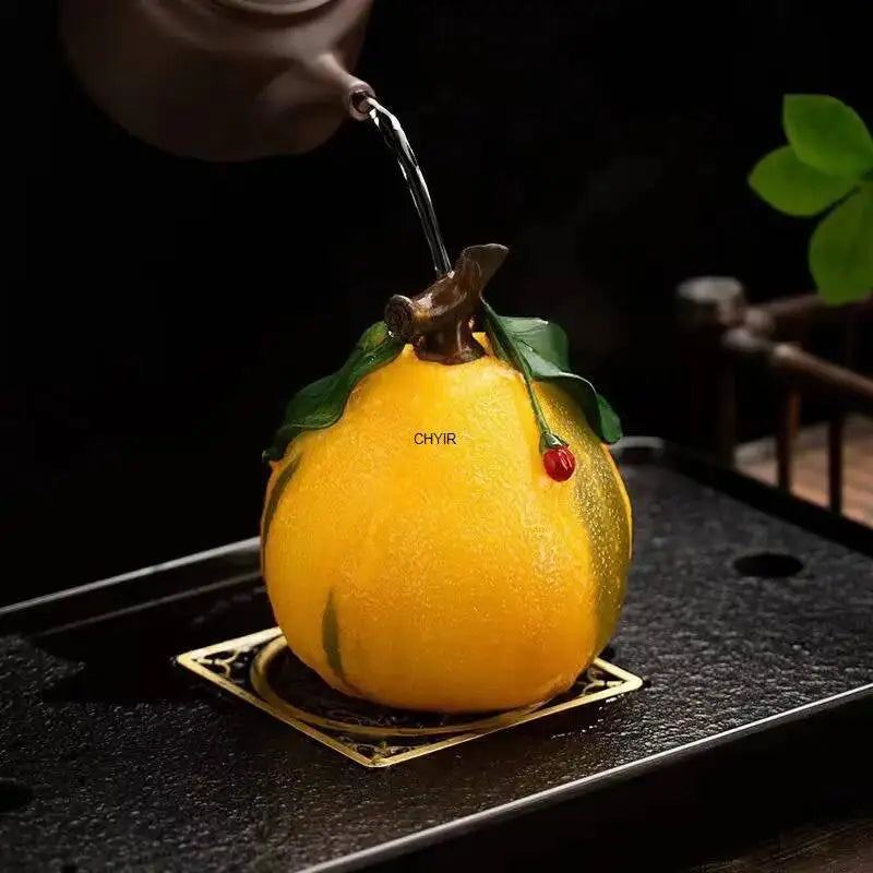 Tiktok Net Red Color Tea Pet Individuality Creativity Grapefruit Temptation Tea Ceremony Tea Tray Can Support Household Tea Room Oasis Select