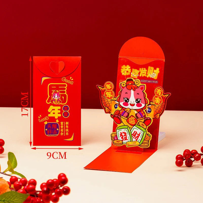 Chinese New Year Red Envelopes Red Pocket Year Of Horse Lucky Money Pockets Spring Festival Gift New Year Eve Hongbao Oasis Select A16