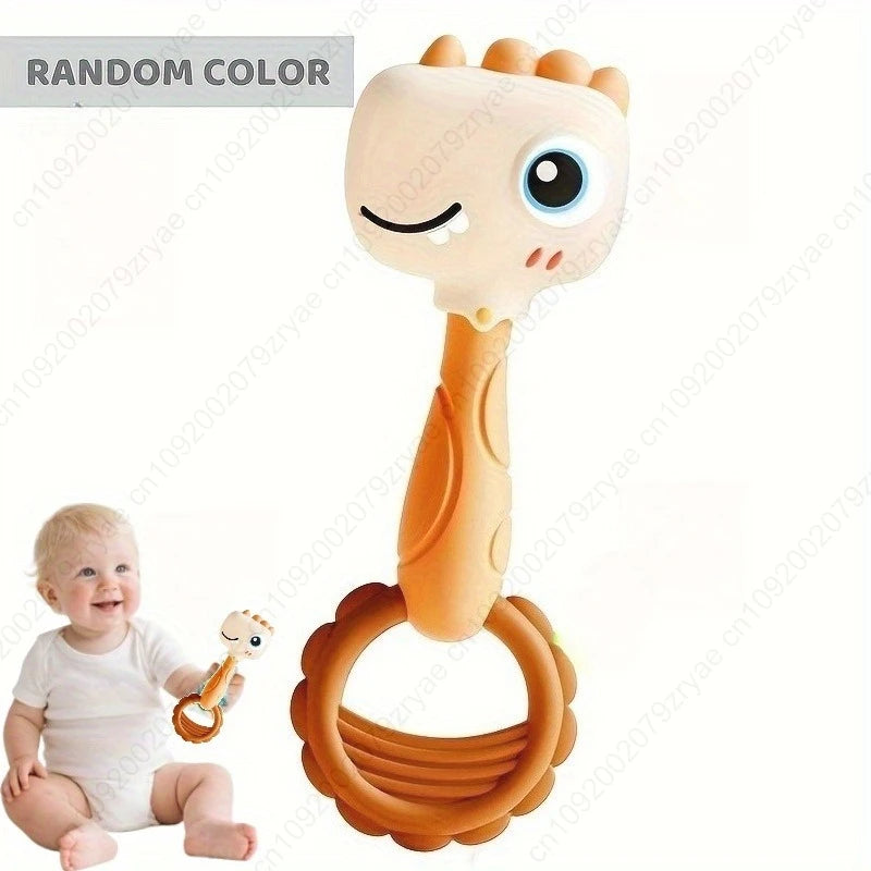 BABY Dinosaur Soothing Rattle-Safe Non-Toxic Sensory with Crinkle Sound,Gift for Christmas, Halloween,Birthdays, Playful Design Oasis Select brown