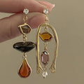Retro Colorful Resin Earrings For Women Exquisite Asymmetric Geometric Dangle Earrings Jewelry Gift Oasis Select 04