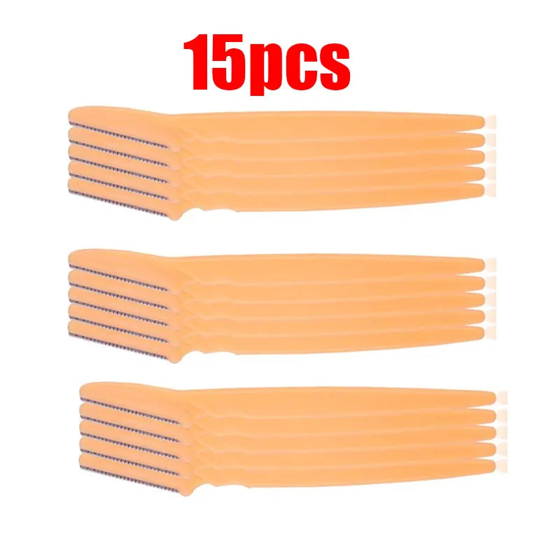 5/10/15pcs Eyebrow Trimmer Makeup Beauty Tools Safe Eye Brow Razor Face Body Hair Removal Shaver Blades Eyebrows Shaping Knife Oasis Select 15pcs Yellow
