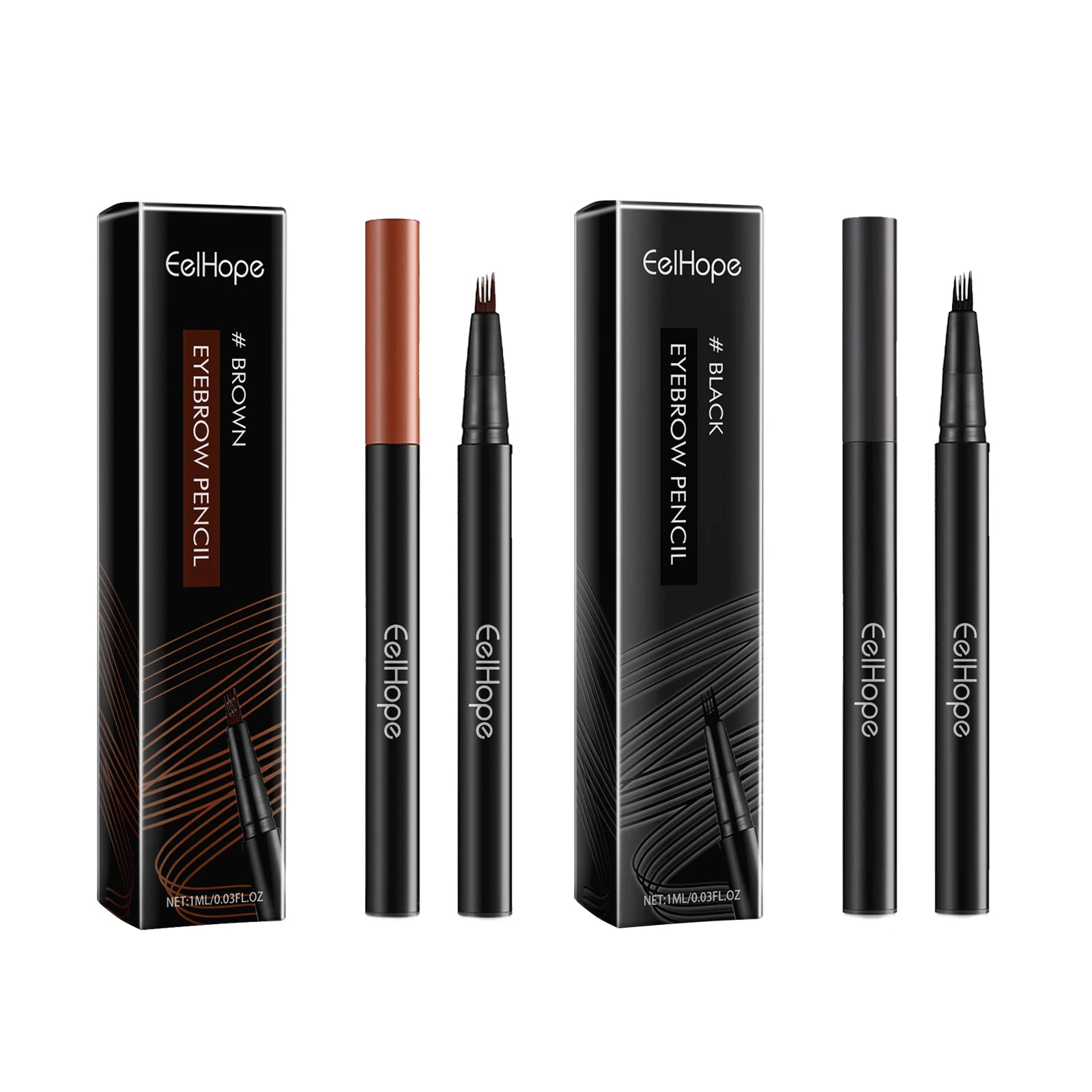 Eelhope 4-Pronged Waterproof Eyebrow Pencil – Black & Brown
