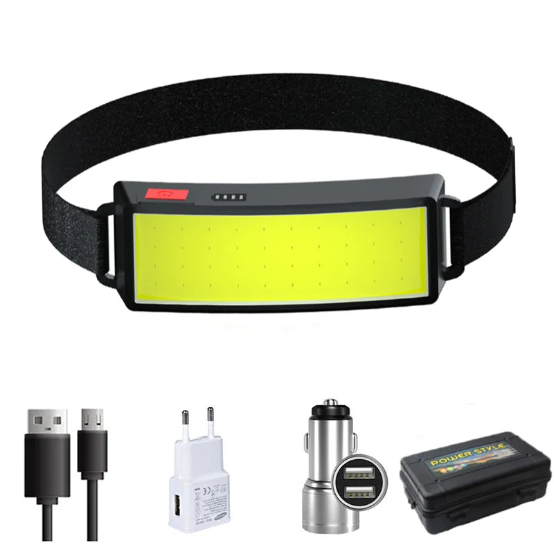 New Upgrade Portable LED Head Lamp Built-in 1200mah Battery COB Headlight USB-C Rechargeable Waterproof Torch Camping Flashlight Oasis Select T004-8