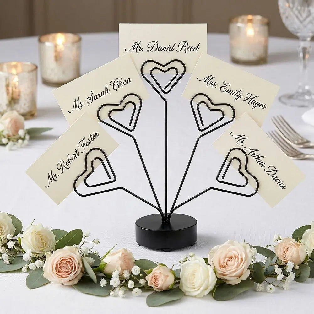 Multifunctional Creative Note Clips Stable Heart/Round Business Card Holder Portable Vertical Desktop Card Clamp Party Supplies Oasis Select
