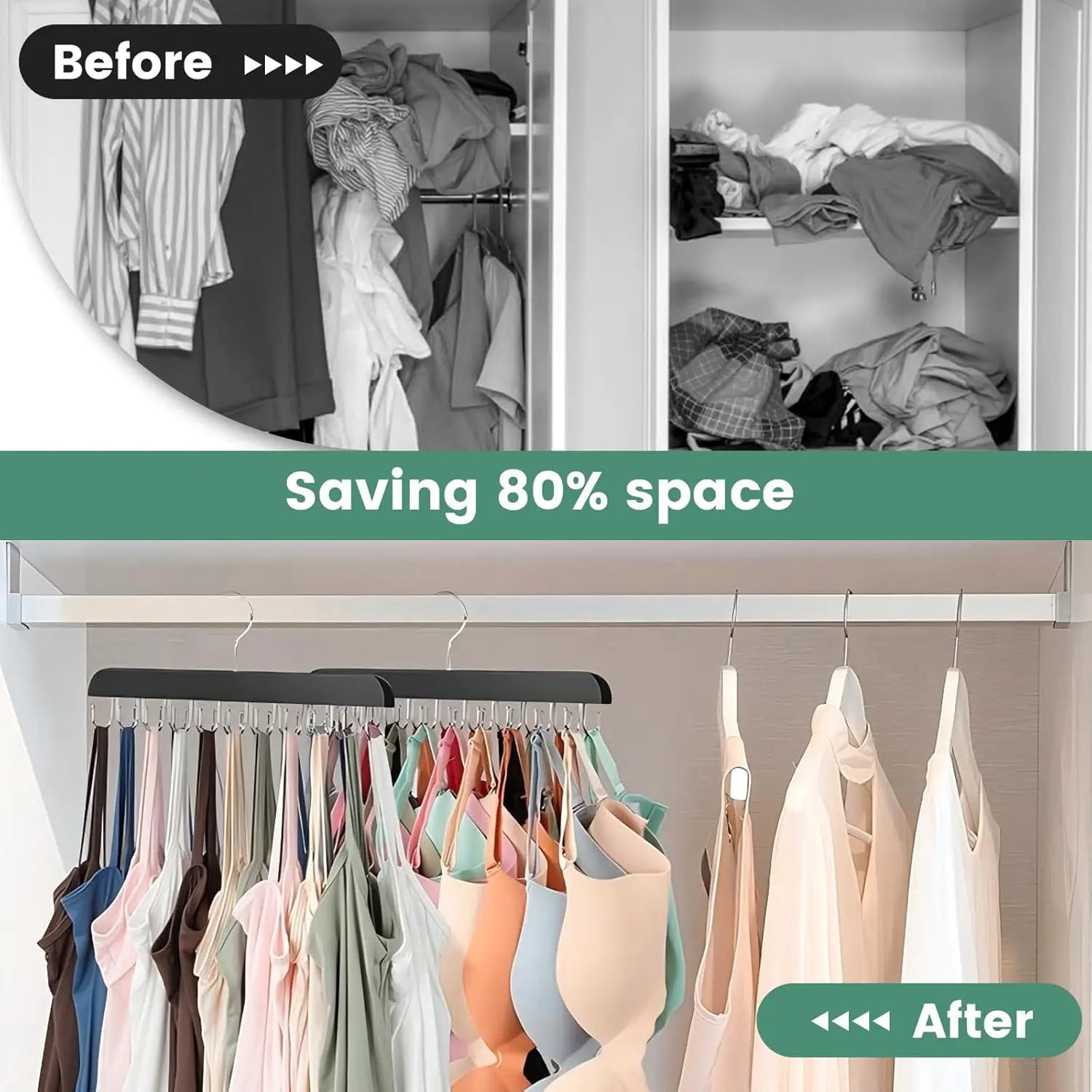 1/2pcs women's bra hanger, wooden vest organizer rack, suitable for dorms and apartments, can hang vests, hats, scarves, etc. Oasis Select