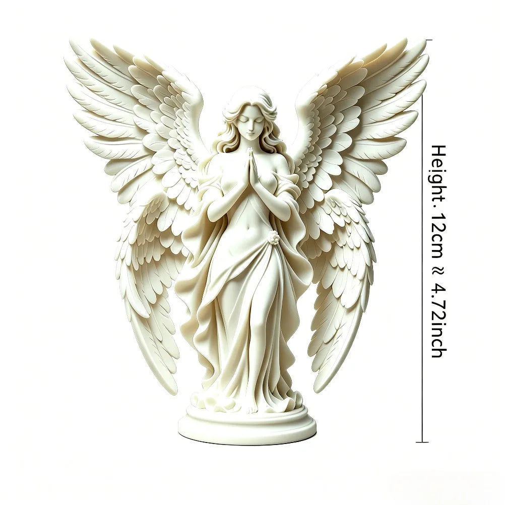 Serene Prayer Winged Guardian Angel Sculpture Matte Neoclassical Faith Statue Calm Tabletop Decor Spiritual Housewarming Present Oasis Select white
