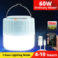 LED Camping Light Waterproof Rechargeable Tent Lamp Portable Lanterns Emergency Lights Market Lamp Energy Saving Bulb Oasis Select 60W Not Solar