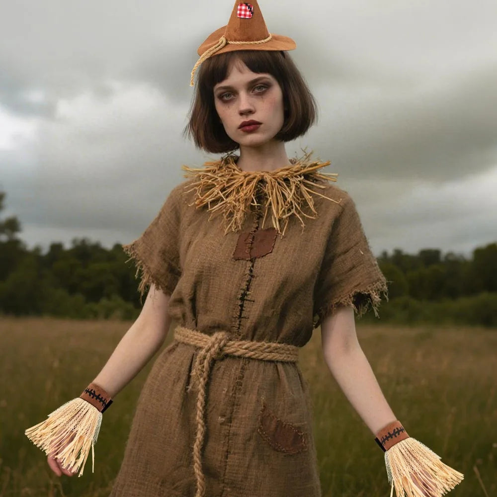 Halloween New Arrival COSPLAY Scarecrow Three-Piece Set Headband Gloves Costume Accessories Character Outfit Oasis Select