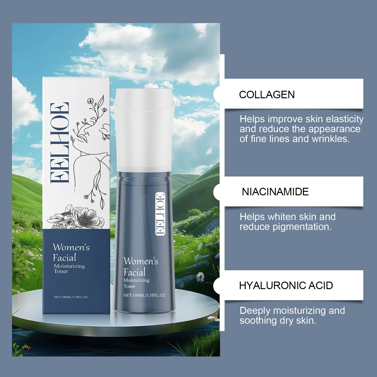 Nicotinamide Toner Brightening Antioxidant Firming Skin Improve Facial Skin Condition Hyaluronic Acid Moisturizing Facial Toner Oasis Select