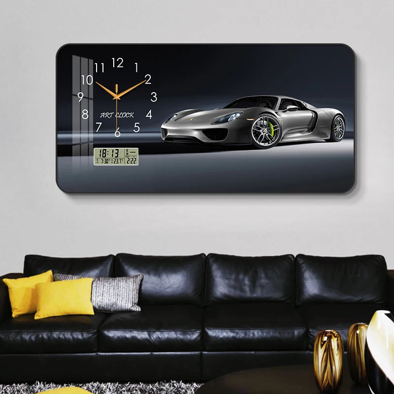 Car Clock Living Room Creative E-sports Room Silent Clock Auto Repair Beauty Shop Personality Art Decorative Painting Wall Clock Oasis Select