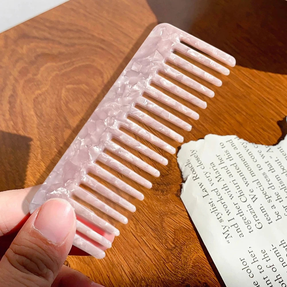 Acetate Fiber Wide Tooth Comb Anti Static Detangling Design Colorful Pattern Hair Tool Portable Travel Women Hair Accessory Oasis Select