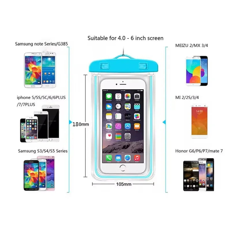Waterproof Phone Pouch Drift Diving Swimming Bag Underwater Dry Bag Case Cover For Phone Water Sports Beach Pool Skiing 6 inch Oasis Select