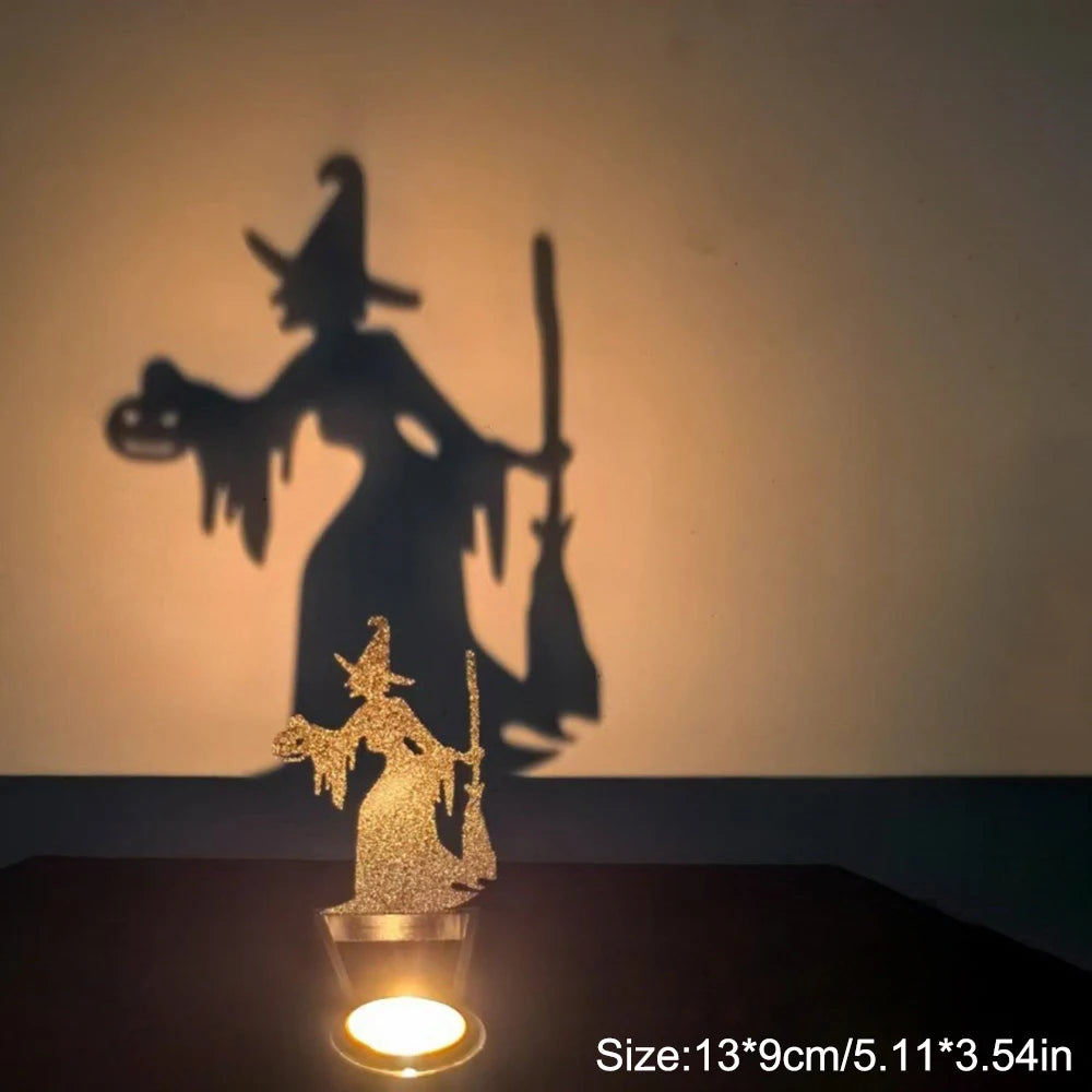 Halloween Candlestick Decoration – Pumpkin & Skull Shadow Set