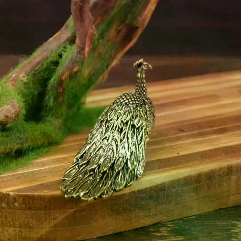 1pc Peacock Ornament Home Decor Statue Figure Brass Chinese Handicraft Decoration Small Brass Ornament Oasis Select