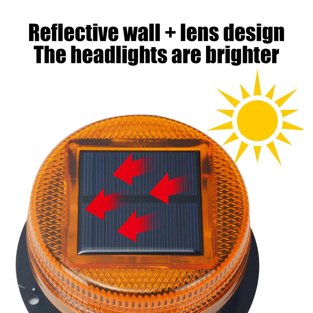 Solar Power LED Magnetic Warning Light for Car Tractor Truck Strobe Beacon Amber PoliceLamp Emergency Signal Night Sensor Oasis Select