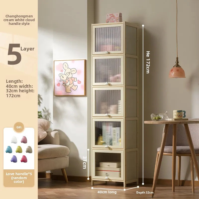 clamshell storage cabinet household living room multi-layer snacks dopamine chest bedroom bedside table storage cabinet Oasis Select Five doors 40 long