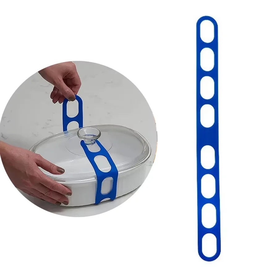 54cm Reusable Lid Strap Silicone Elastic Band Universal Pot Lid Holder for Lunch Box Strap Elastic Band Outdoor Tableware Tool Oasis Select Blue