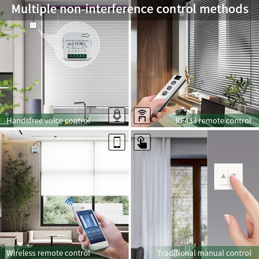 Tuya WiFi Smart Curtain Switch RF433MHz – Alexa & Google Smart Curtain Switch Oasis Select