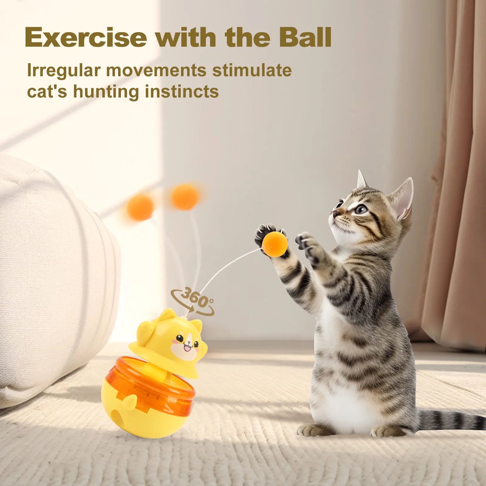 Pet Untoppleable Doll, Cat Fun and Fun, Intelligence Cat Teasing Stick, Leaky Food Ball, Cat Untoppleable Doll Leaky Food Toy Oasis Select
