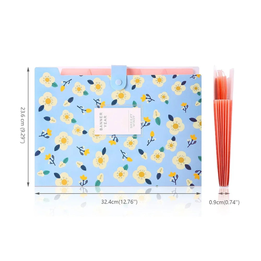 Expandable Desk Organizer A4 Size 5 Pockets File Holder File Folder Document Organizer Floral File Folders Accordion Folder Oasis Select
