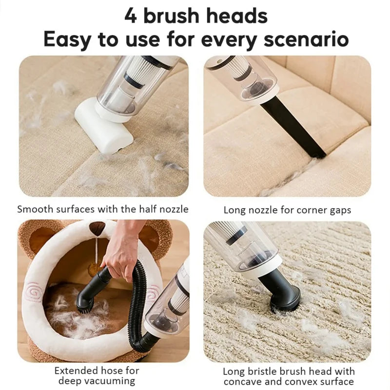 Pet Electric Cleaner Cat Hair Cleaning Vacuum Cordless 12000Pa Suction Portable For Dog Hair Carpet Remove Hand-held Cleaning Oasis Select