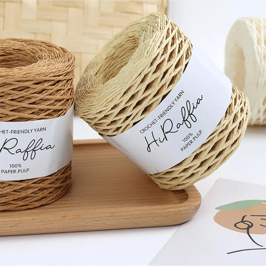 150m Natural Raffia Straw Yarn For Knitting Crocheting Paper Threads DIY Handmade Summer Sunhat Beach Bag Oasis Select